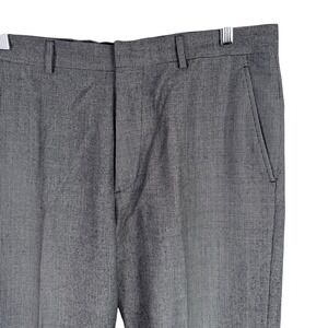 Banana Republic Dress Pants Houndstooth Wool Mens 33x30 Grey Flat Front Trousers